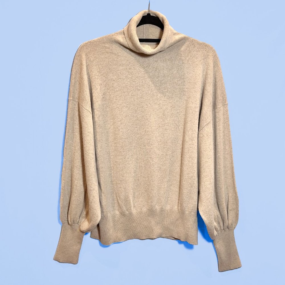 NWOT Massimo Dutti Wool and Cashmere Blend Balloon Sleeve Turtleneck Sweater